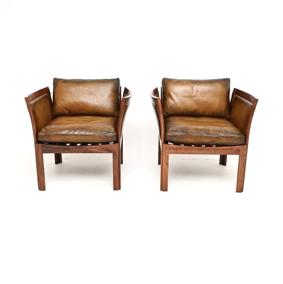 Pair Of Vintage Danish Rosewood And Leather Armchairs By Illum Wikkelso photo furniture