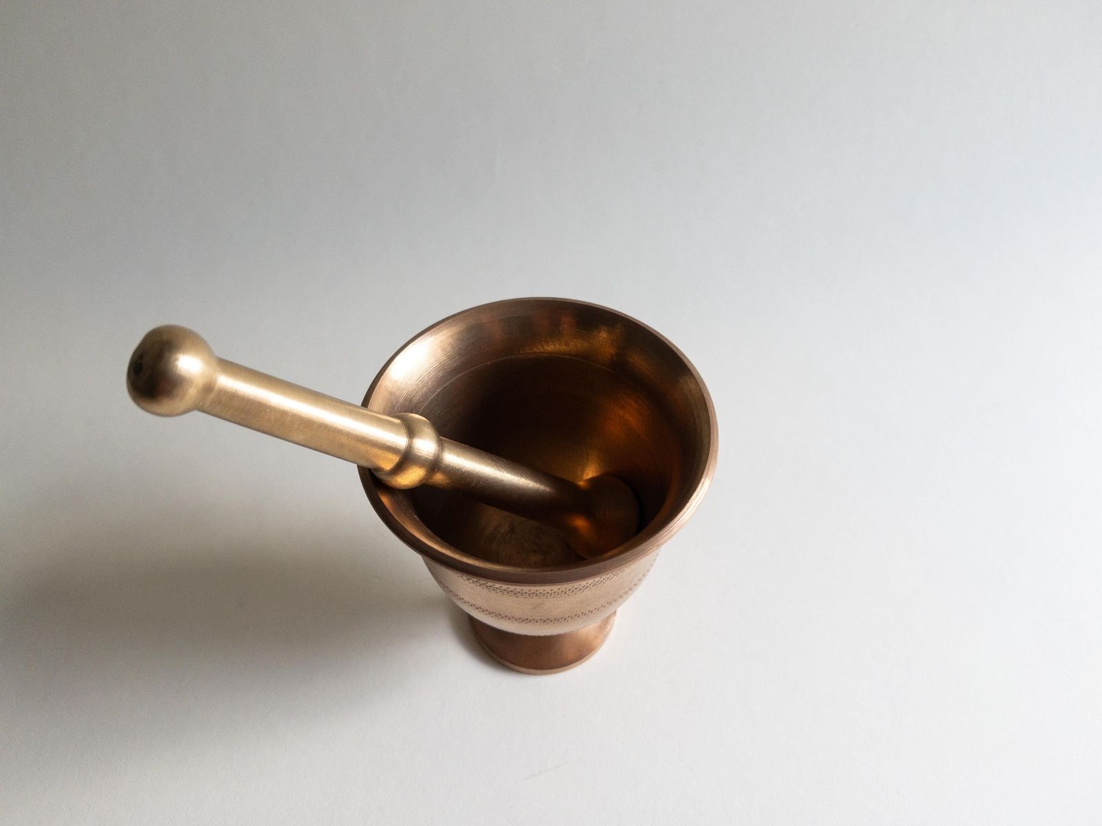 photo furniture Vintage Footed Brass Mortar And Pestle, Apothecary Pill Crusher, Herb Grinder