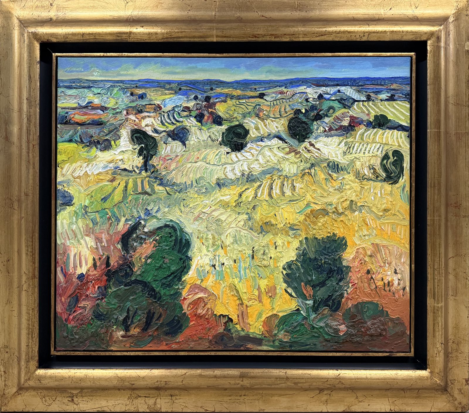 Ulpiano Carrasco Expressive Castilian Landscape Oil Painting With Olive Trees And Impasto Spain 1998
