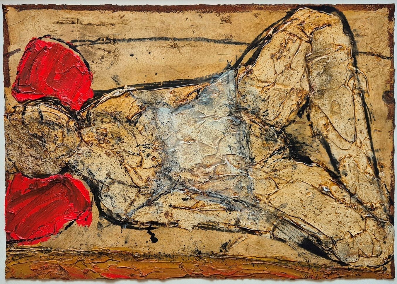 John Emanuel – Sleeping Woman With Red Pillow (Framed Oil Painting)