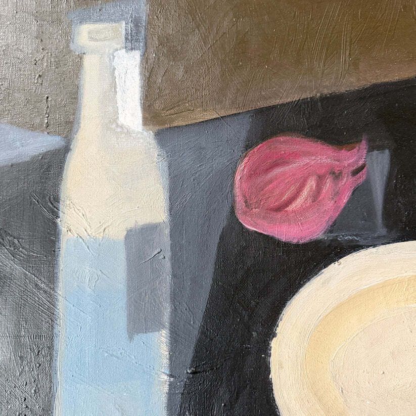 Geometrische compositie. Groot vintage Zweeds olieverfschilderij photo for sale
