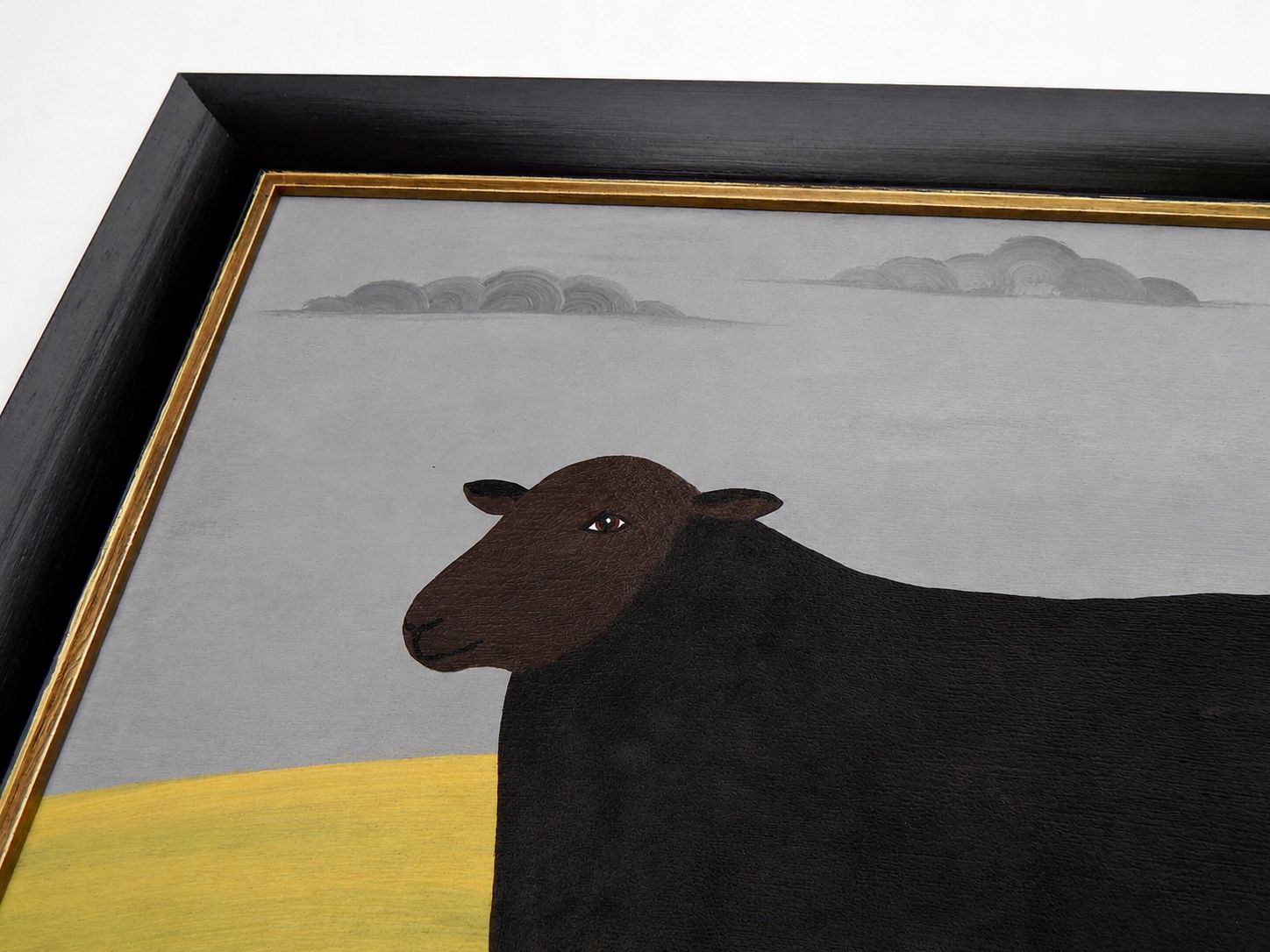The Black Ewe British Folk Art Sheep Painting Naïve Animal Portrait In Hand Painted Frame photo buy