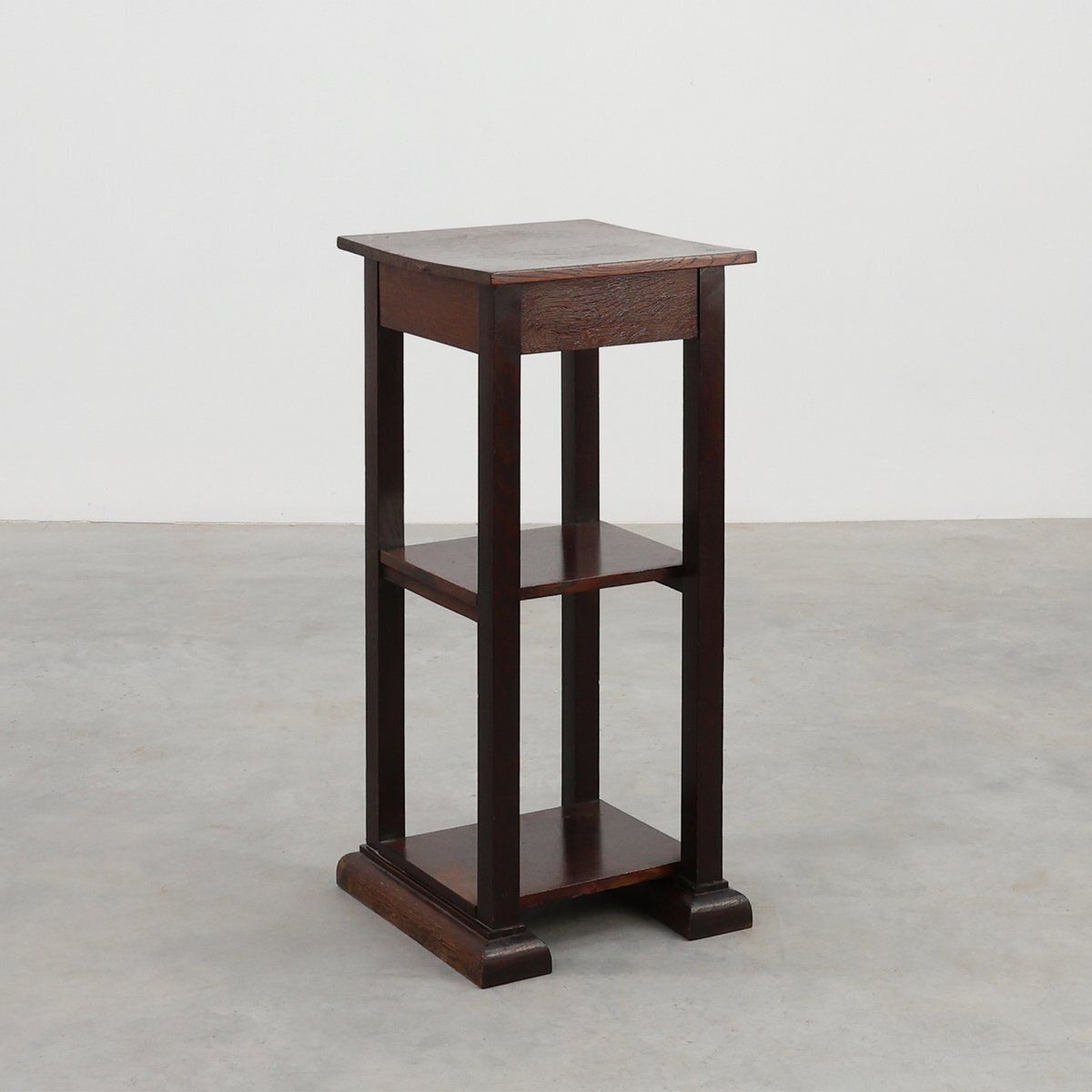 Art Deco Dark Oak Pedestal, Belgium, 1920s