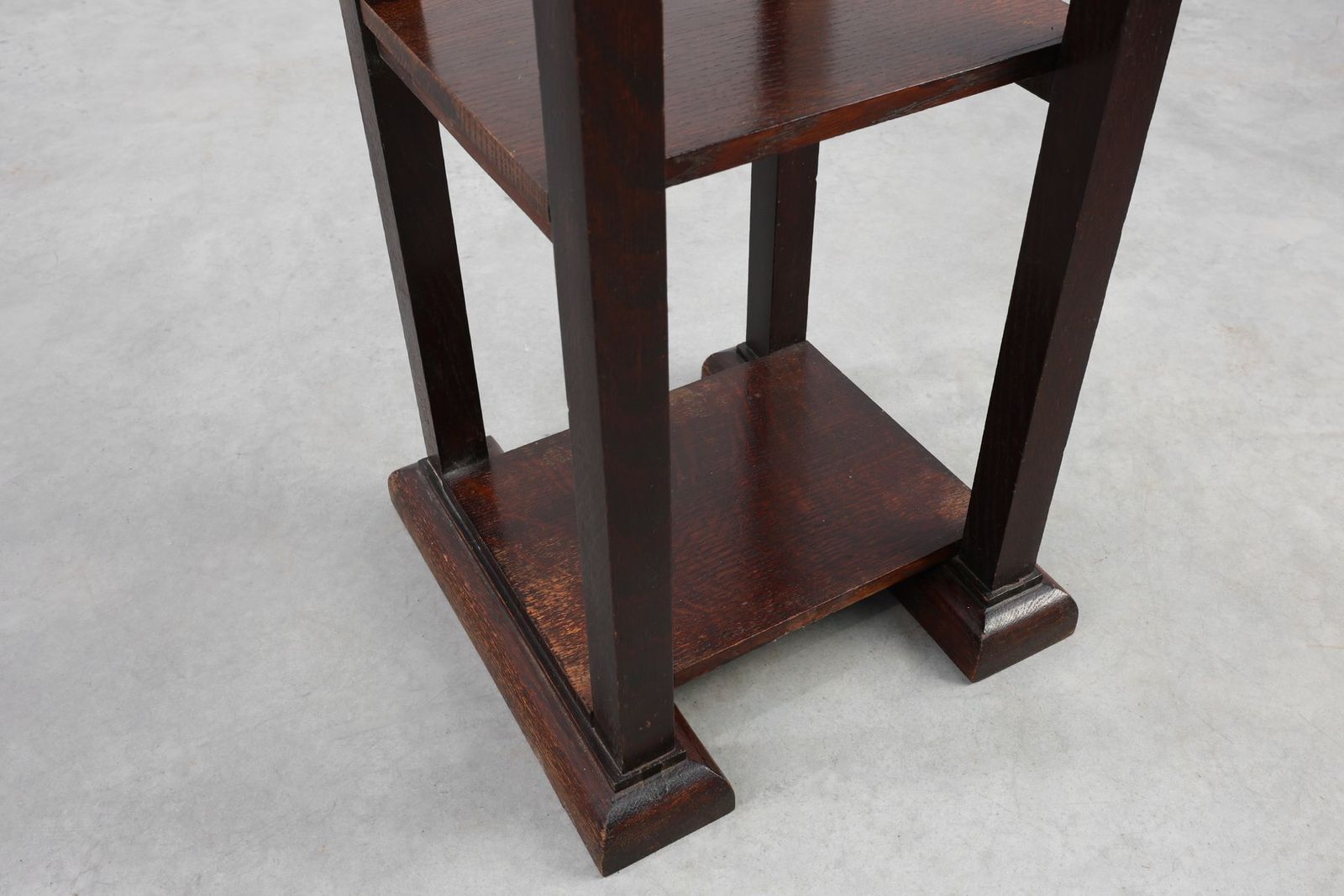 Art Deco Dark Oak Pedestal, Belgium, 1920s photo vintage