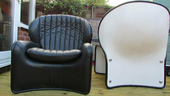 Rare Leather 'Lotus' Armchair By Strassle Of Switzerland Circa 1960s Reminscent Of Joe Columbo photo for sale