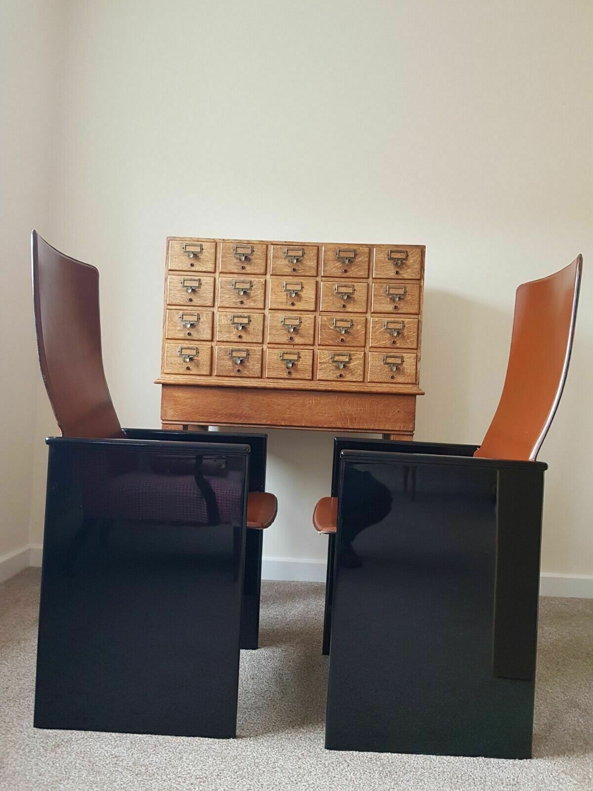 Afra & Tobia Scarpa Set Of Six Torcello Chairs In Leather And Wood By Stildomus photo vinterior