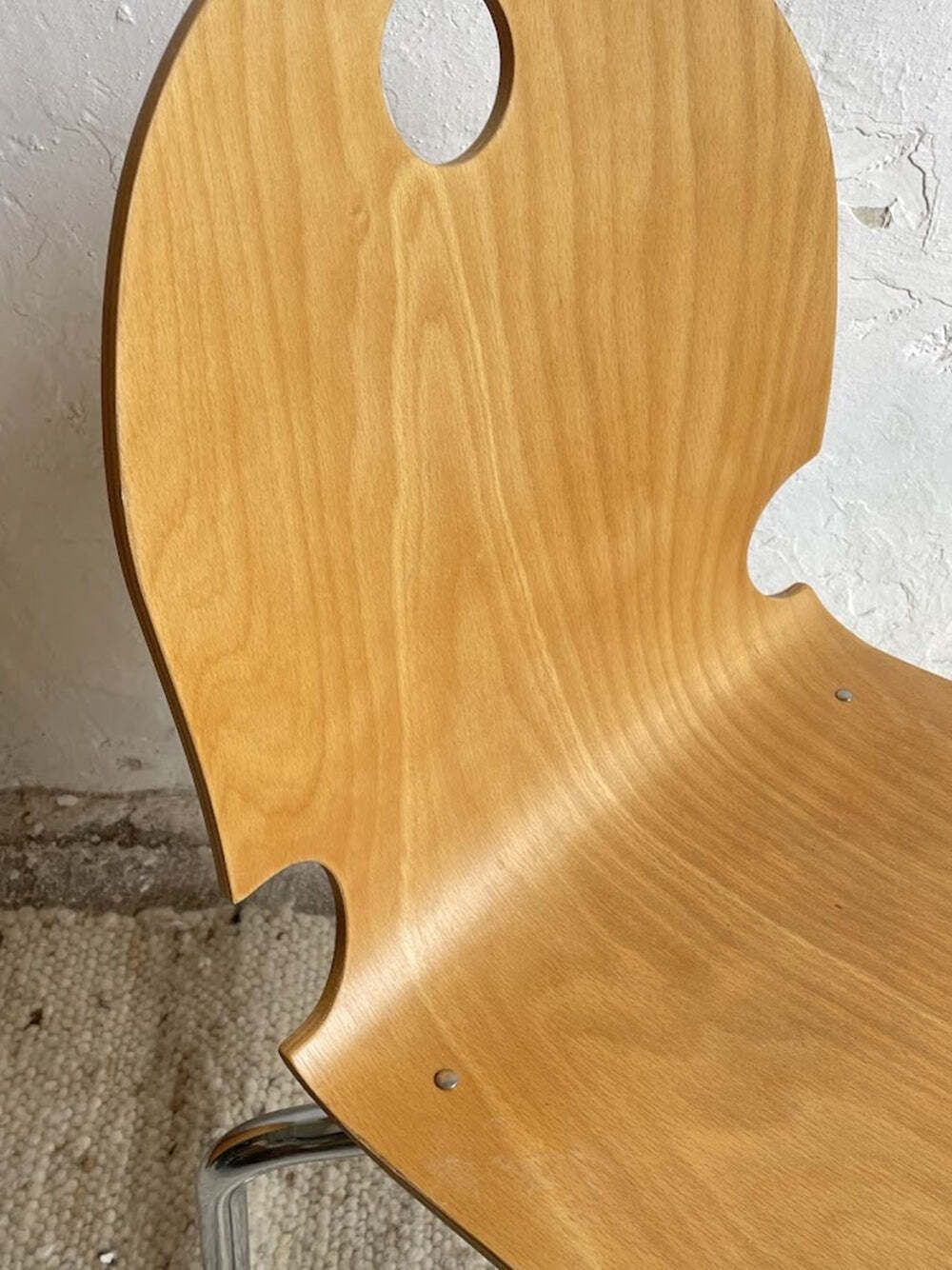 photo for sale Mid Century Stacking Chair Bentwood And Chrome France 1980s