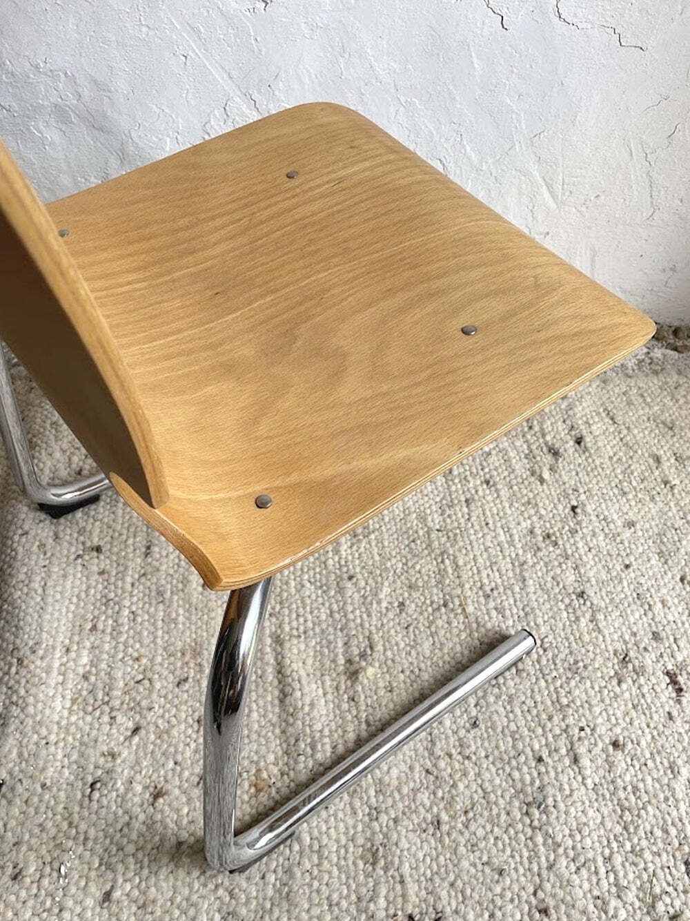 photo vinterior Mid Century Stacking Chair Bentwood And Chrome France 1980s