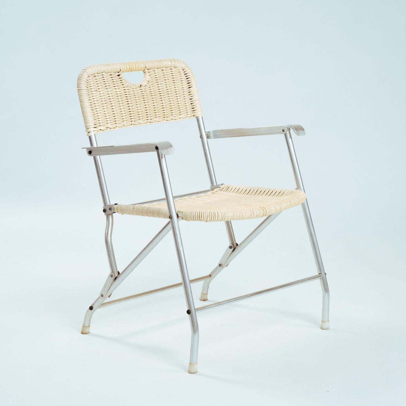 4 Mid Century Tossa Wicker Folding Garden Chairs By Hilbrant, Italy, 1960s photo Garden Furniture