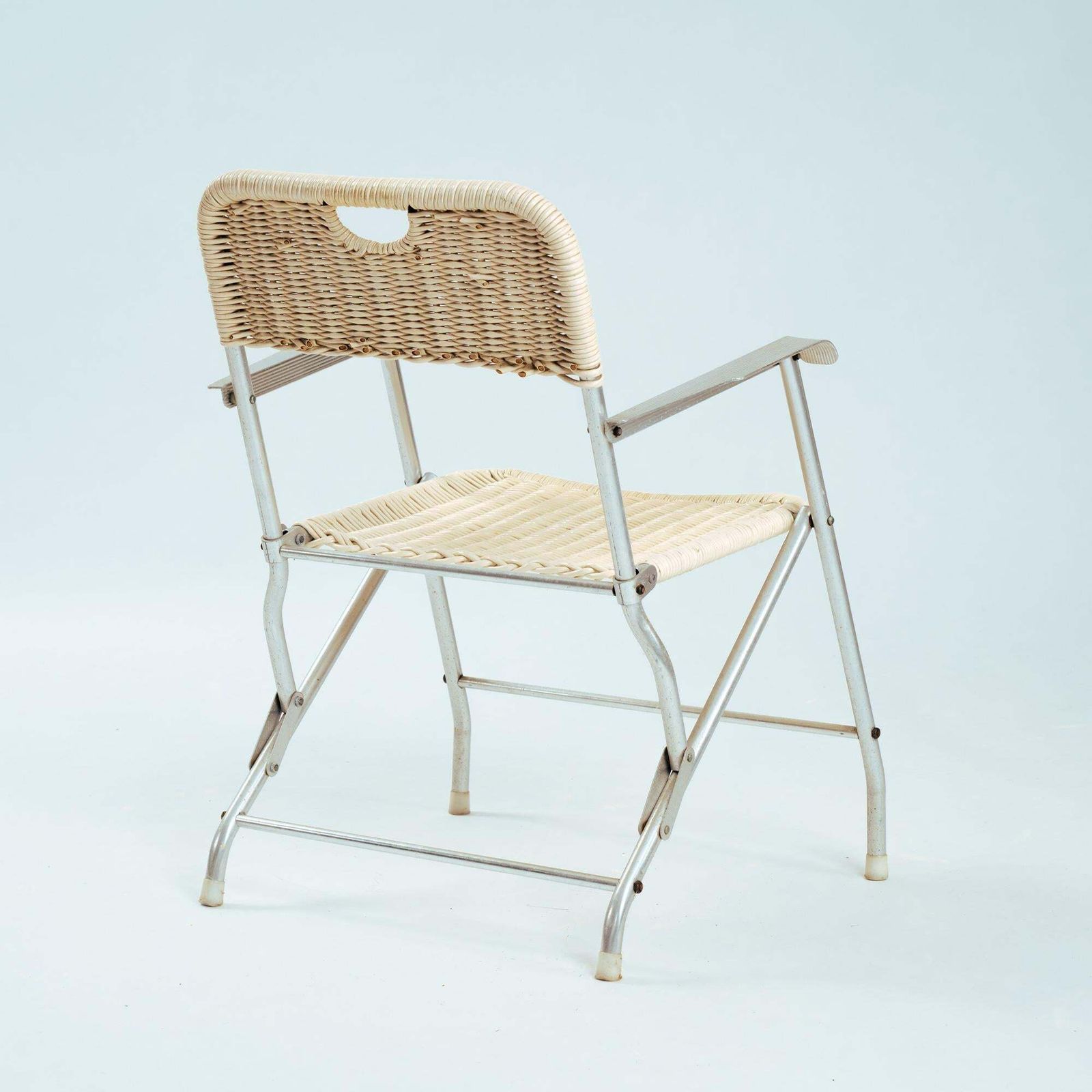 4 Mid Century Tossa Wicker Folding Garden Chairs By Hilbrant, Italy, 1960s photo vinterior