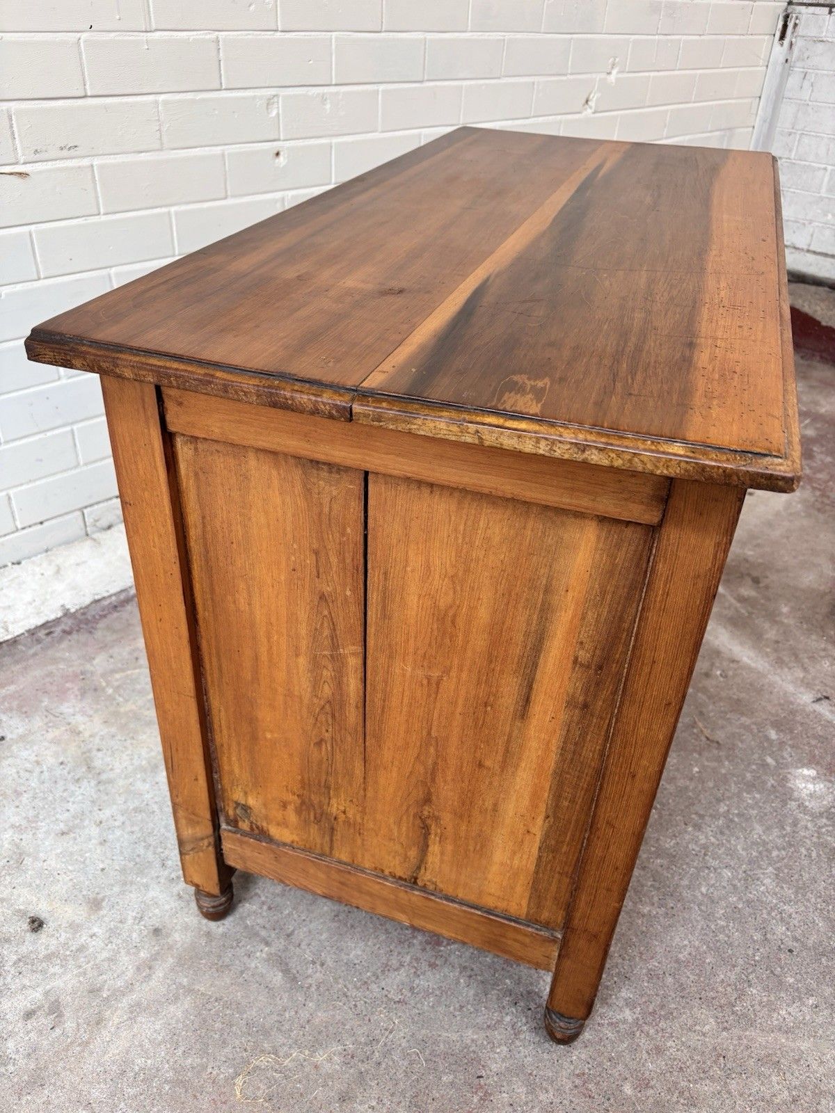 photo for sale Lovely Low Chest Of Drawers. Satin Walnut With Brass Handles.