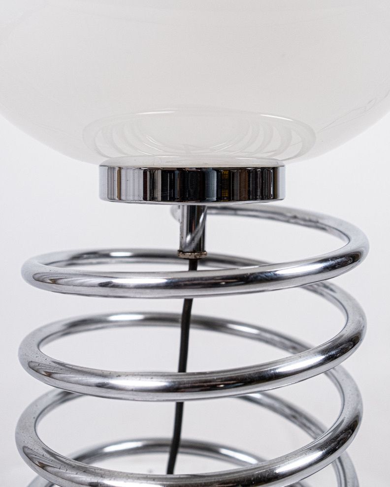 580.0 Chromed Spring Table Lamp In The Style Of Ingo Maurer, Made In France, 1970s photo