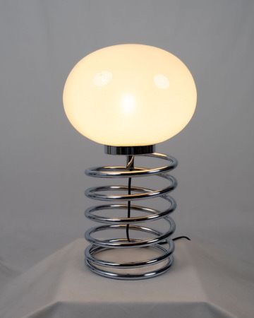 photo vinterior Chromed Spring Table Lamp In The Style Of Ingo Maurer, Made In France, 1970s