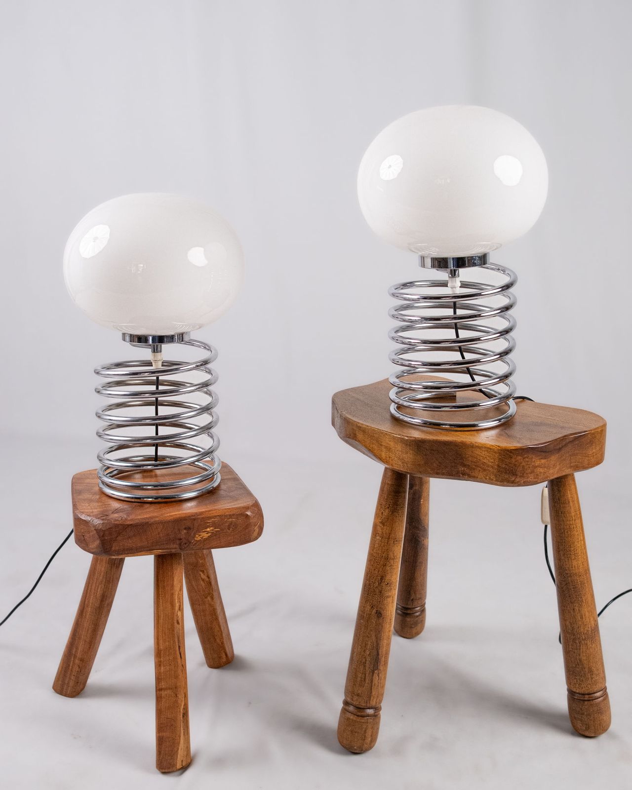 photo vintage Chromed Spring Table Lamp In The Style Of Ingo Maurer, Made In France, 1970s