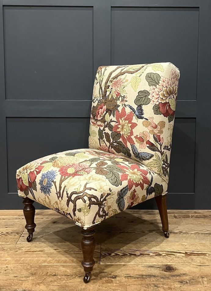A Rare Pair Of Antique French Upholstered Slipper Chairs photo Furniture