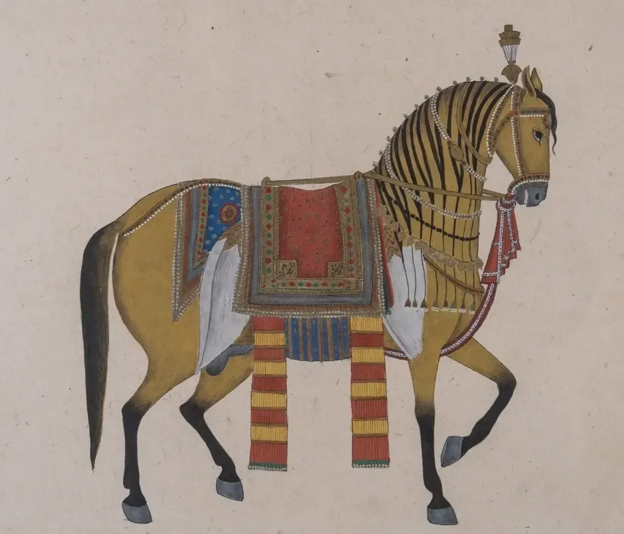 An Early 20th Century Indian Mughal Style Gouache Painting Of A Horse photo furniture