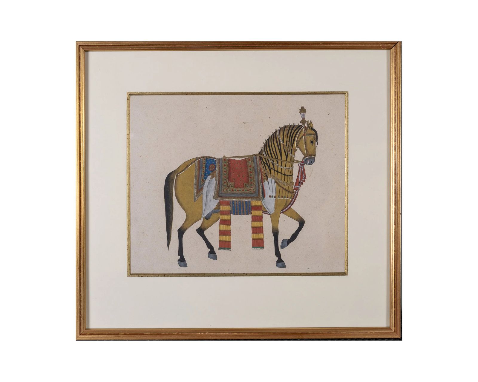 An Early 20th Century Indian Mughal Style Gouache Painting Of A Horse photo for sale