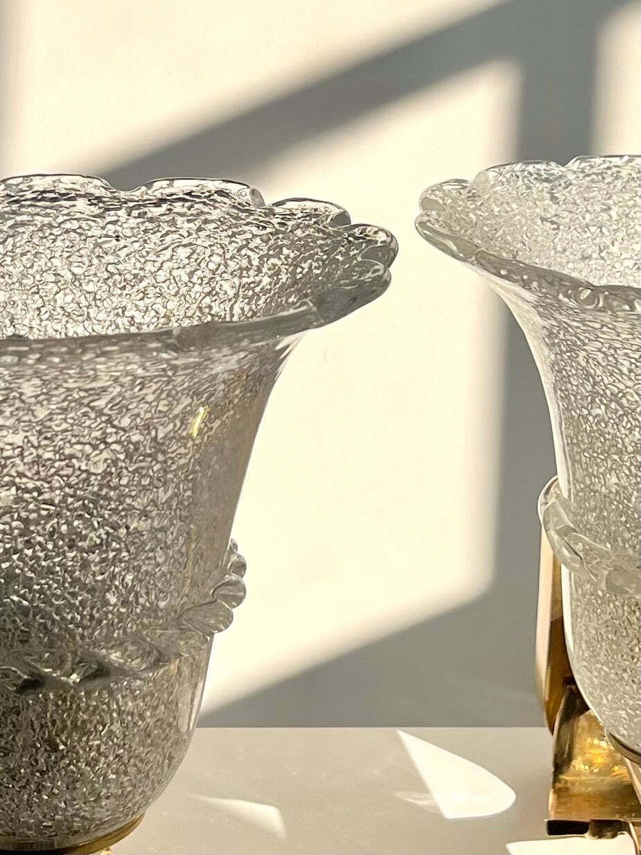 Pair Of Italian Murano Pulegoso Wall Sconces, 1940s–50s photo for sale