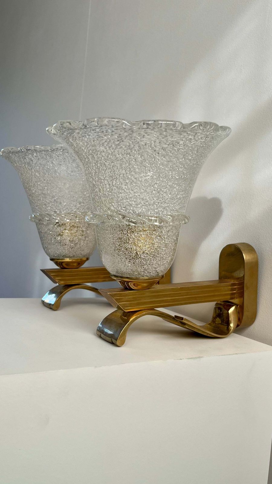 Pair Of Italian Murano Pulegoso Wall Sconces, 1940s–50s photo Lighting