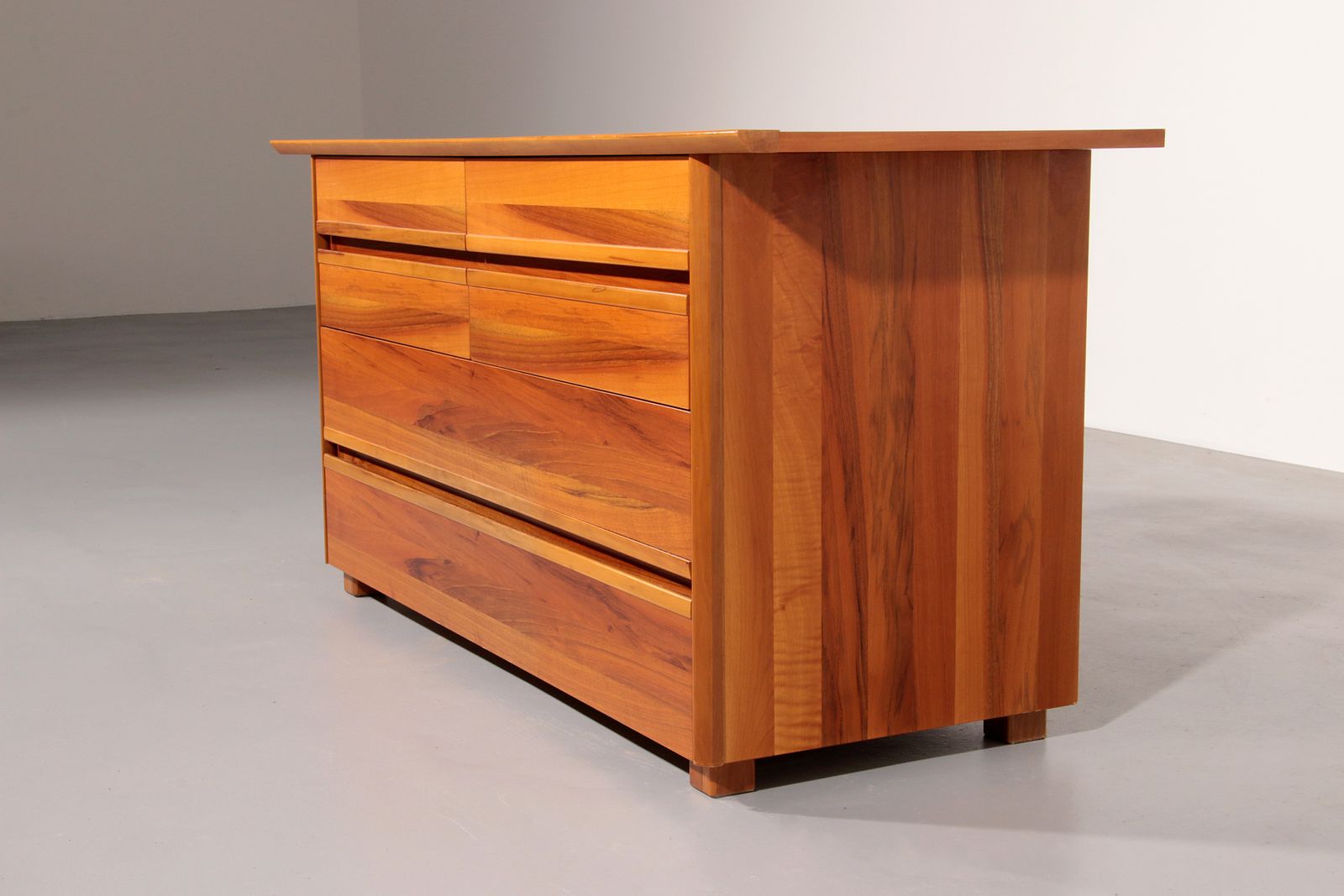 Italian Architectural Chest Of Drawers In Walnut 1970 Italy photo Furniture