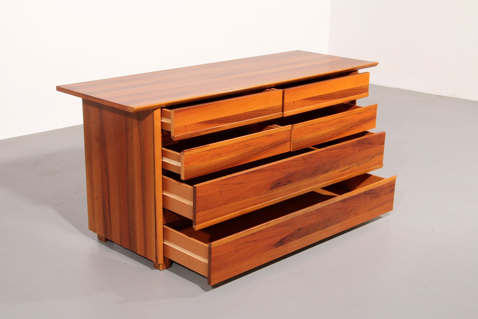 Italian Architectural Chest Of Drawers In Walnut 1970 Italy photo 2450.0