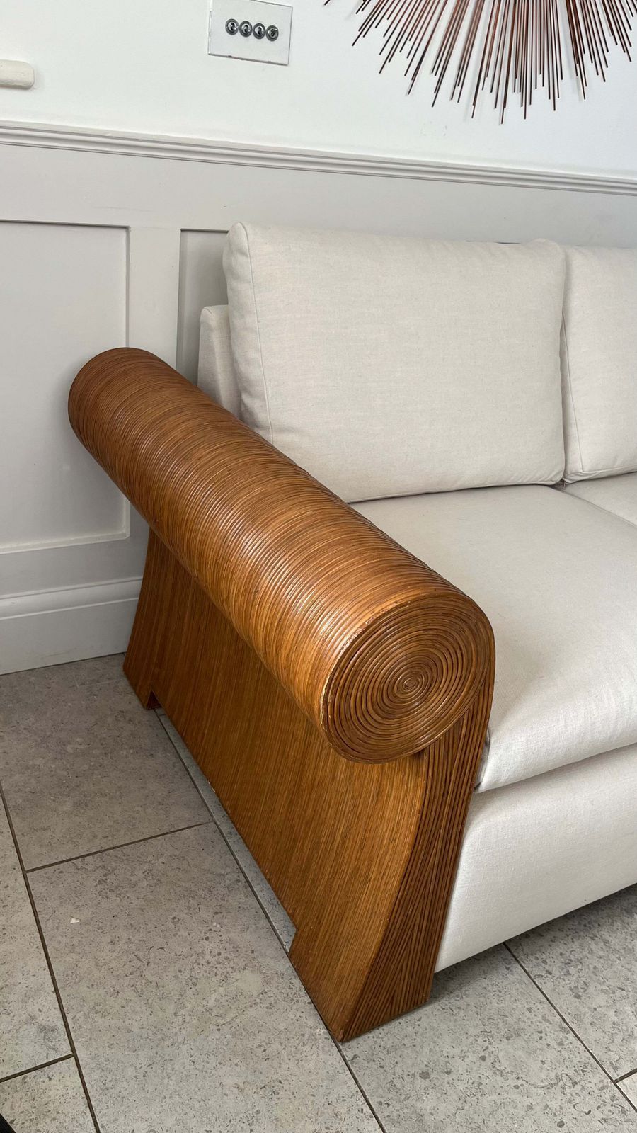 Pencil Reed Rattan Sofa In The Manner Of Gabriella Crespi, C.1970 photo Furniture