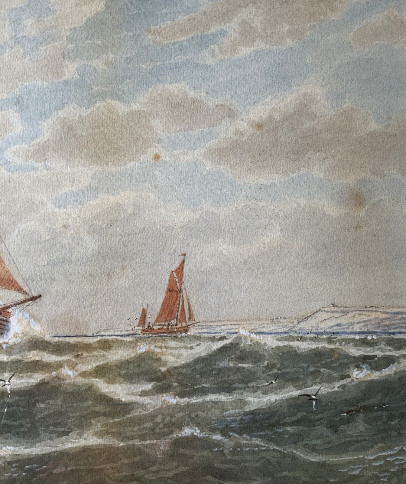 Lowestoft Seascape Watercolour Painting By George Stanfield Walters (1838 1924) photo vinterior