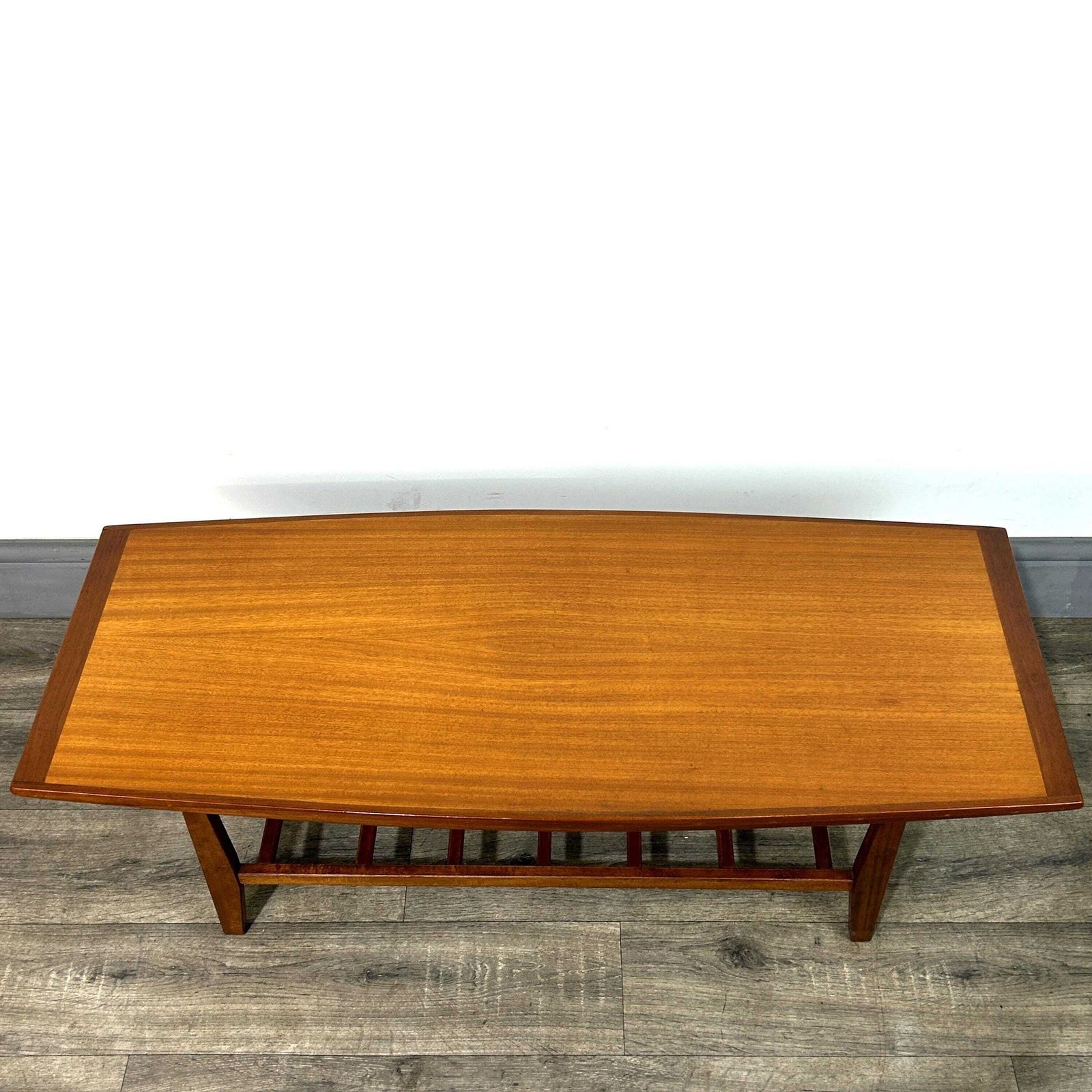 Stylish Mid Century Teak/Oak Coffee Table With Ladder Mag Rack C1960's photo vintage