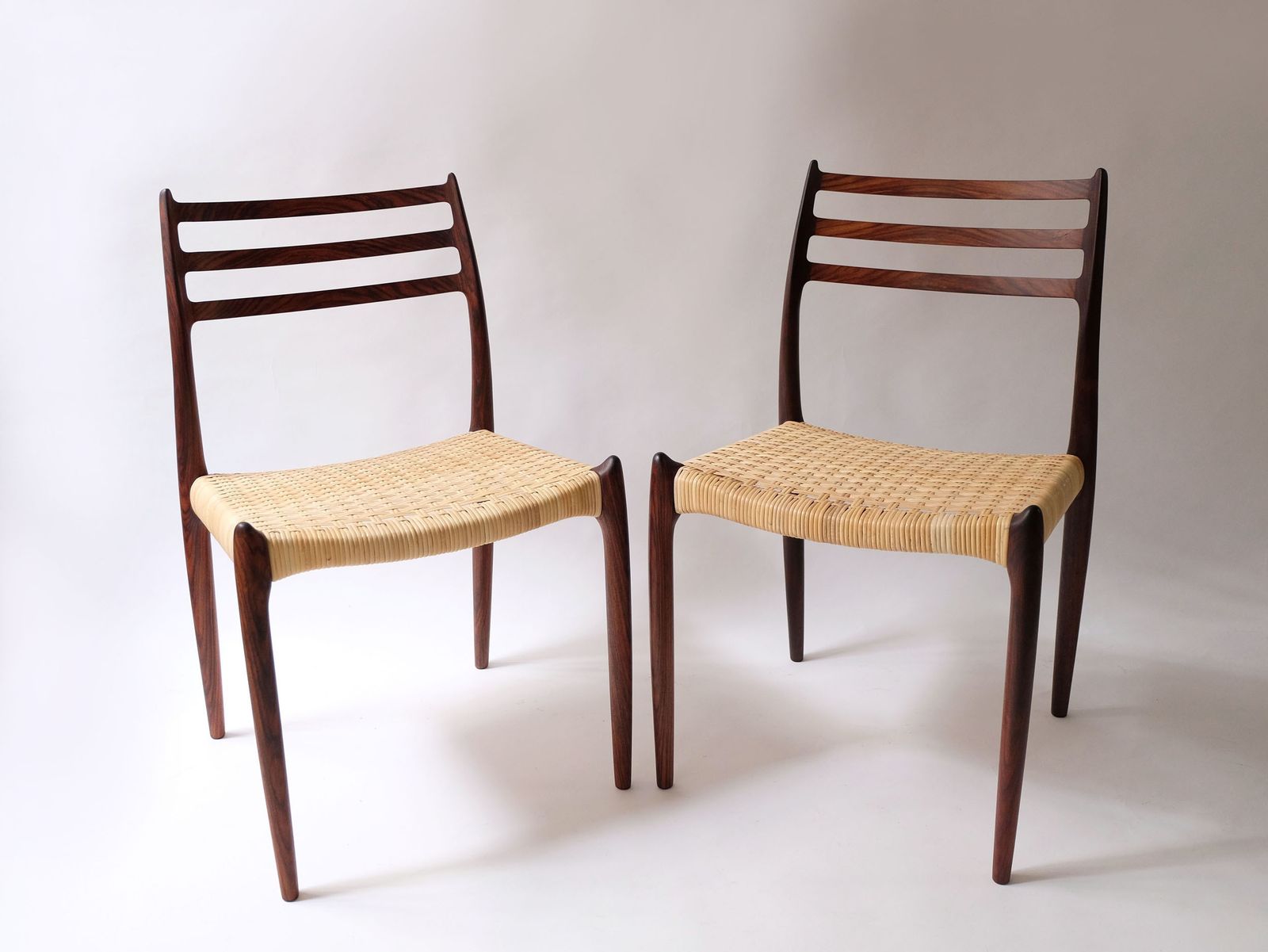 Early Production Of Mid Century Danish Rosewood Model 78 Dining Chair By Niels Otto Møller For J.L. Møllers, 1960s With Rattan Woven Seat