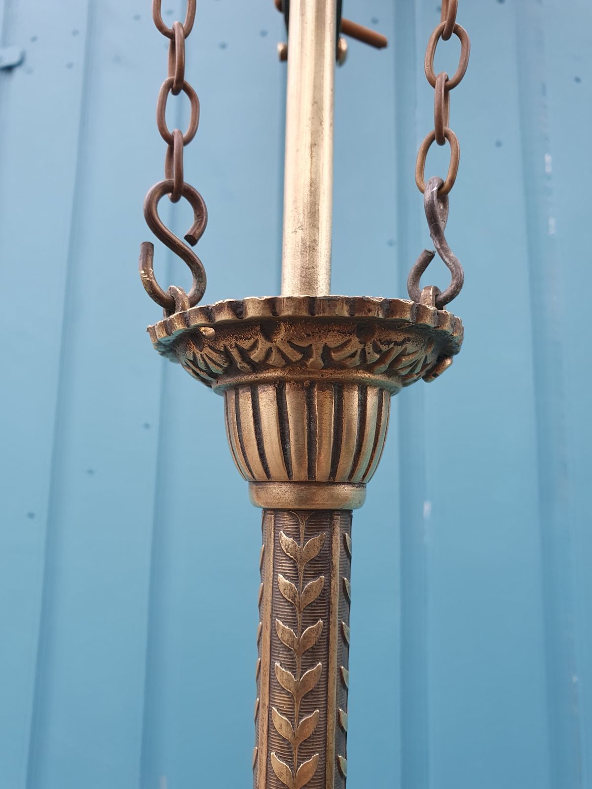 Antique Brass Rise And Fall Chandelier With Glass Shades photo buy