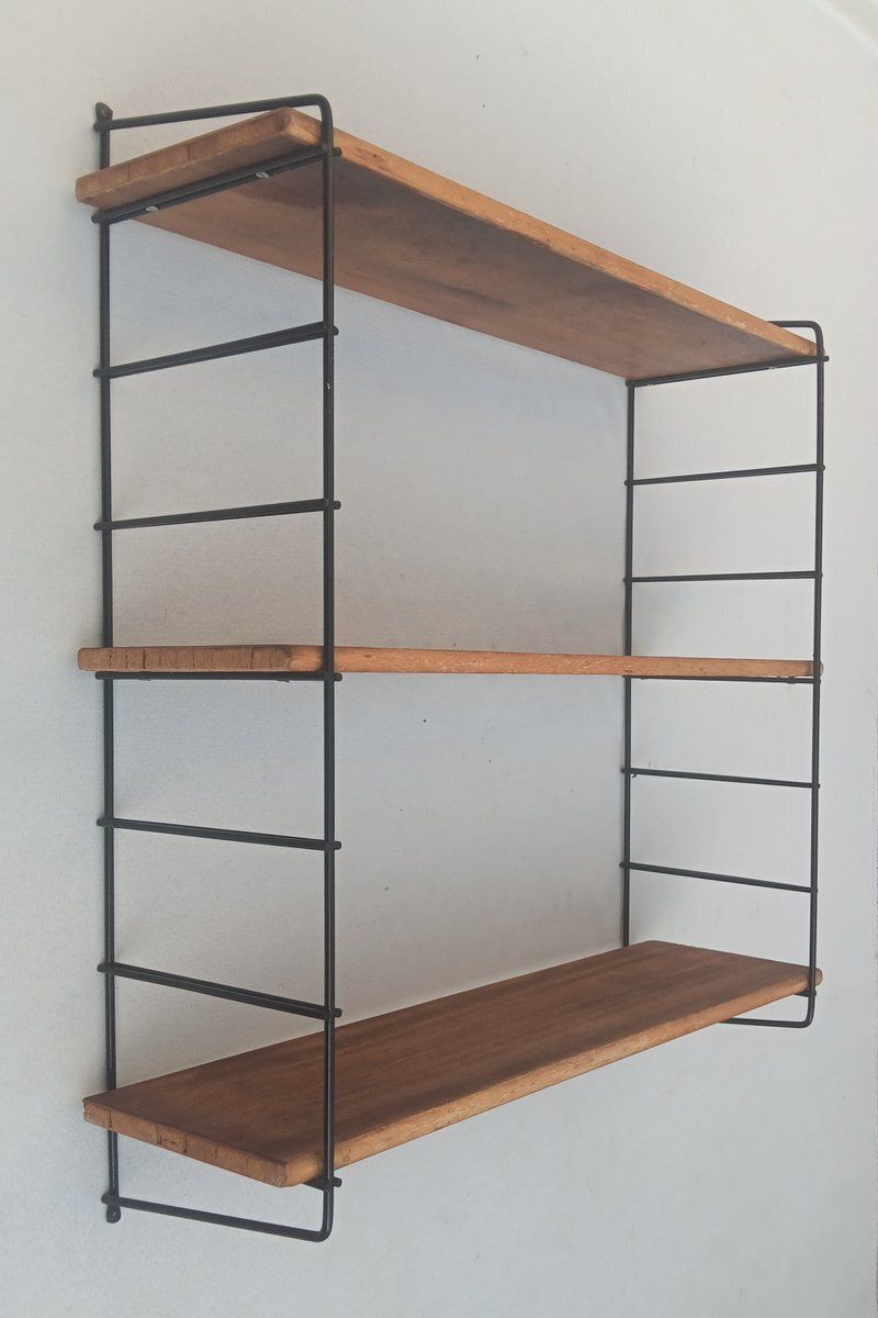 Étagère murale mid-century en bois et métal, années 1950 photo for sale