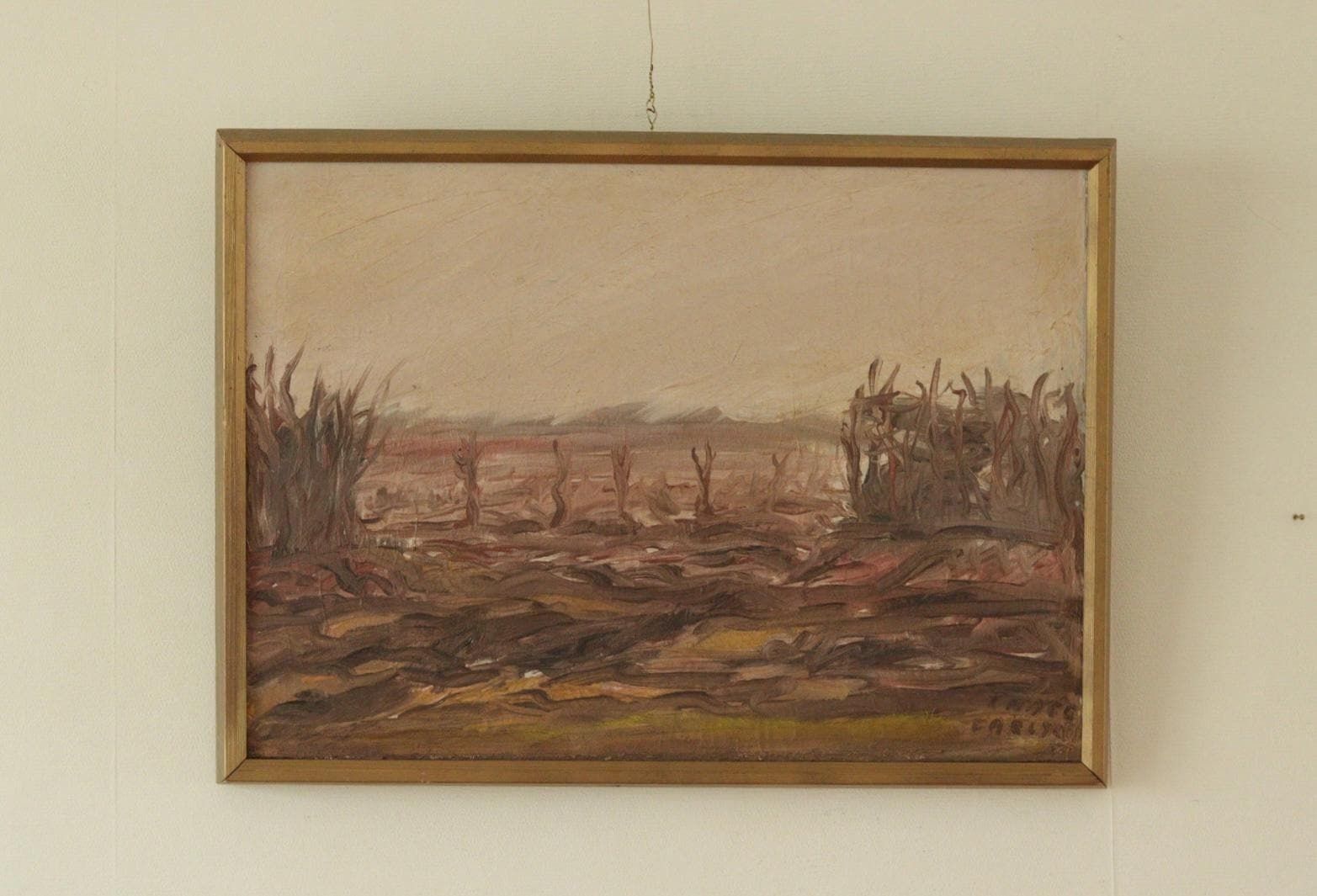 Original Swedish Mid Century Oil On Panel – “Borås” By Thage Carlson – Framed | 48 X 35 Cm (18.9 X 13.8 In) photo furniture