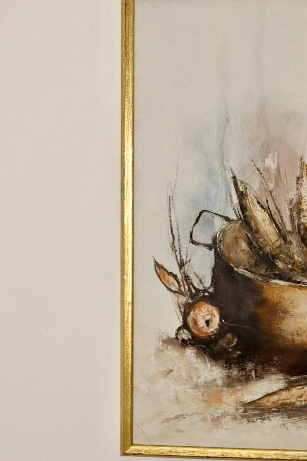 Original Swedish Mid Century Oil On Canvas" Still Life Composition"  Vintage And Framed photo Art