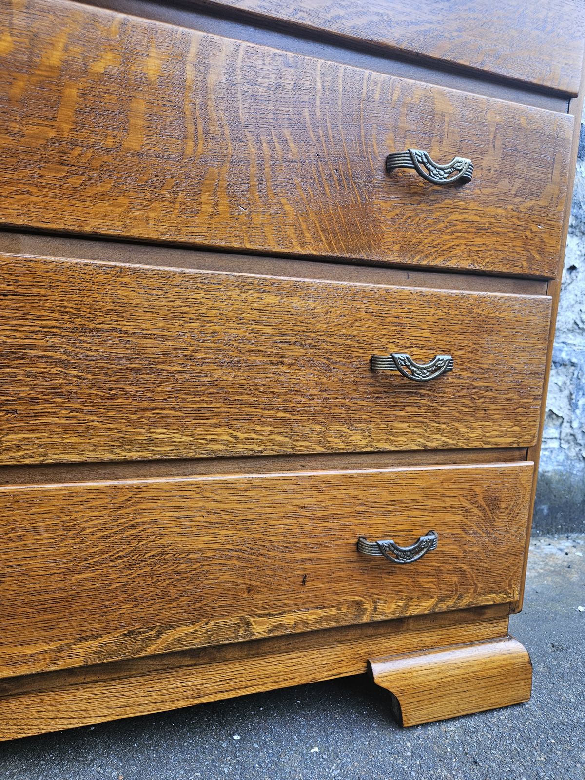 Vintage Oak Chest Of Drawers: Five Drawer Tallboy Cabinet photo vinterior