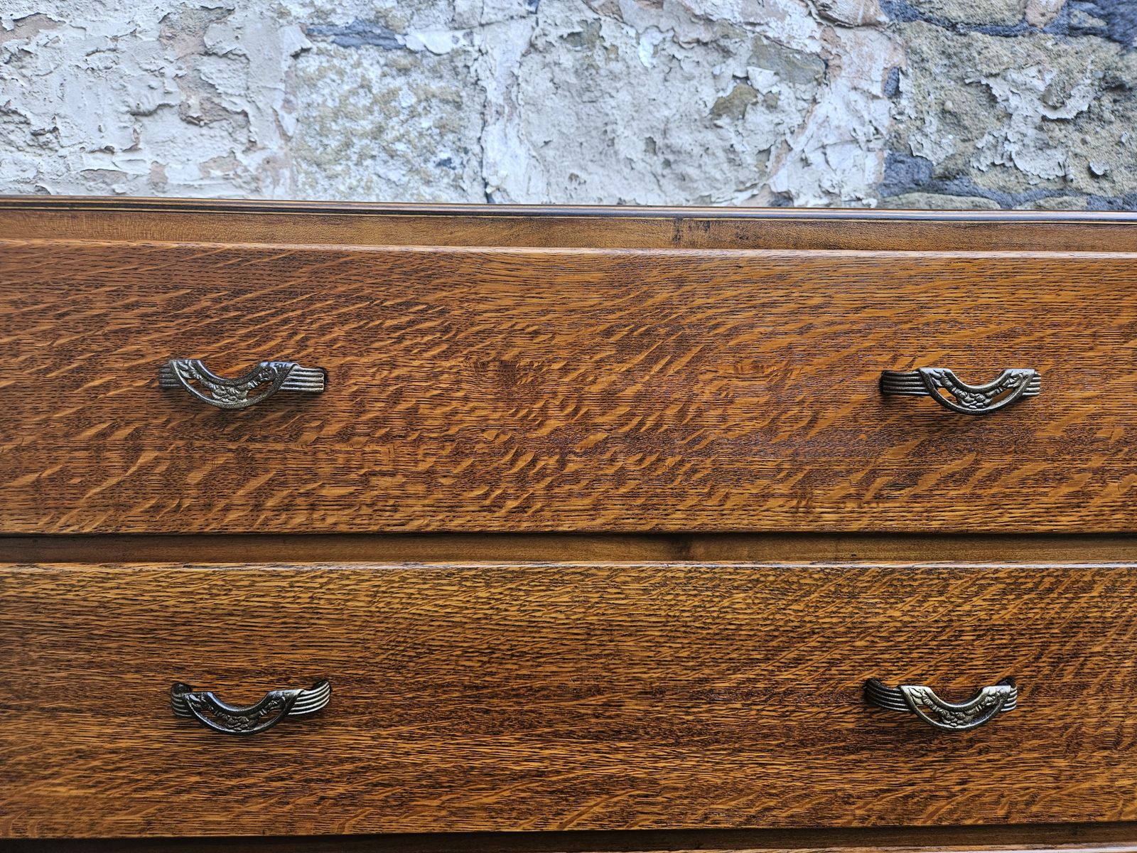 Vintage Oak Chest Of Drawers: Five Drawer Tallboy Cabinet photo vintage