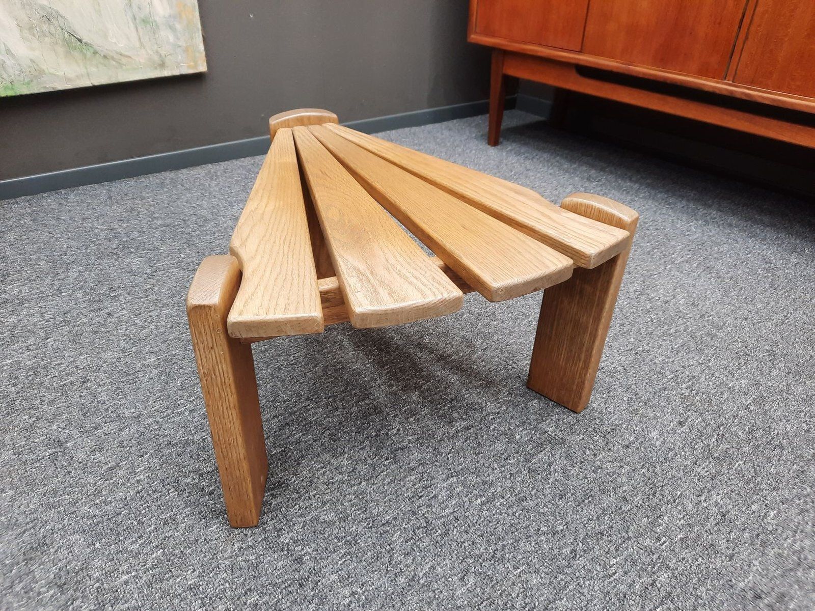 1254.0 Brutalist Oak Armchairs And Footstools By Awa Holland For Awa Meubelfabriek, 1979, Set Of 4 photo