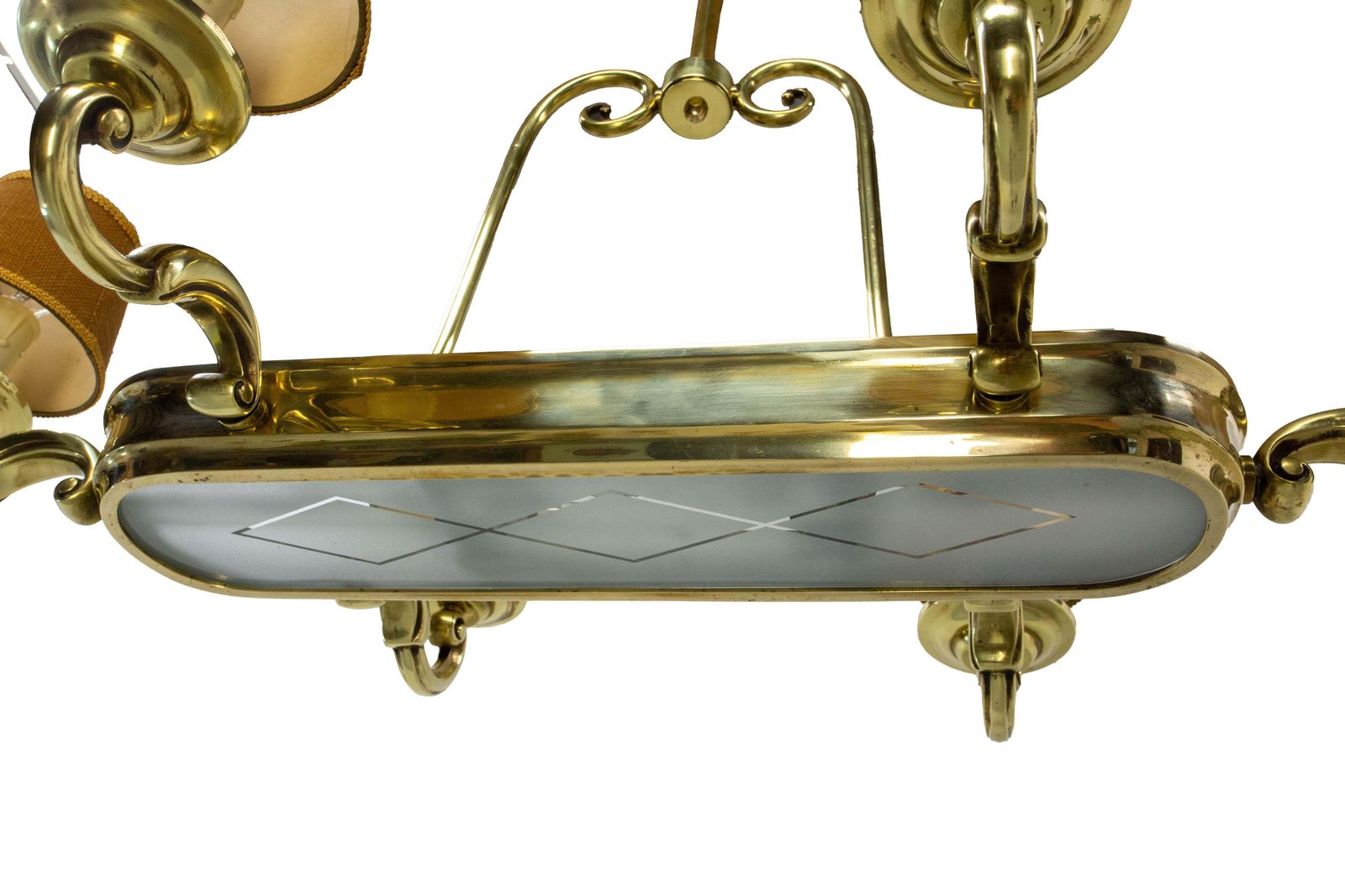 Franse plafondlamp met tien lichtpunten, massief messing, ca. 1960 photo vinterior