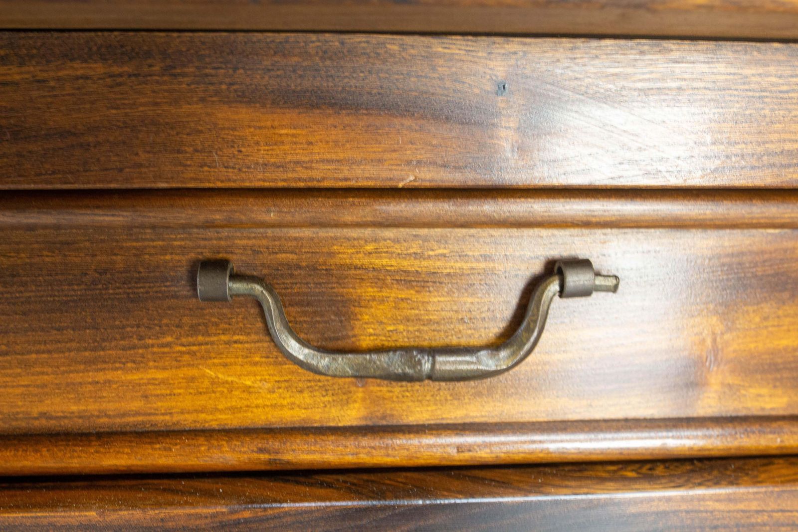 French Large Elm Buffet Four Doors & Four Drawers Neo Gothic Style, Circa 1980 photo vinterior