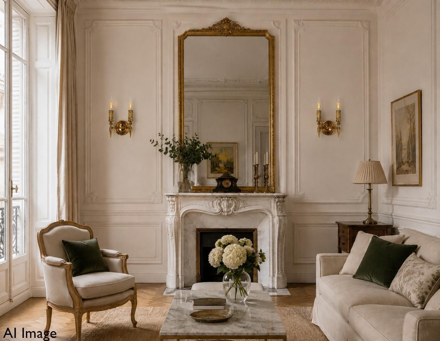 photo furniture Paire d'appliques doubles en laiton, style Louis XVI ou néoclassique, France, vers 1960
