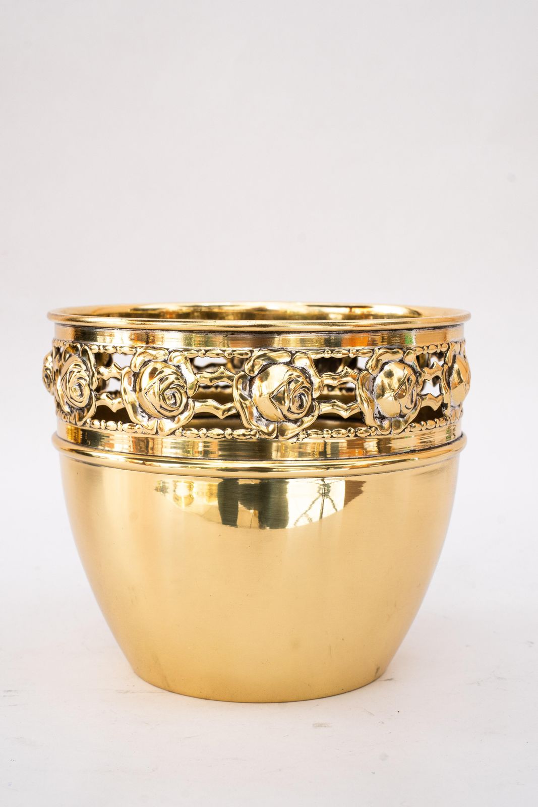 Jugendstil Argentor Floral Brass Flower Pot Vienna Around 1908 photo 273.0