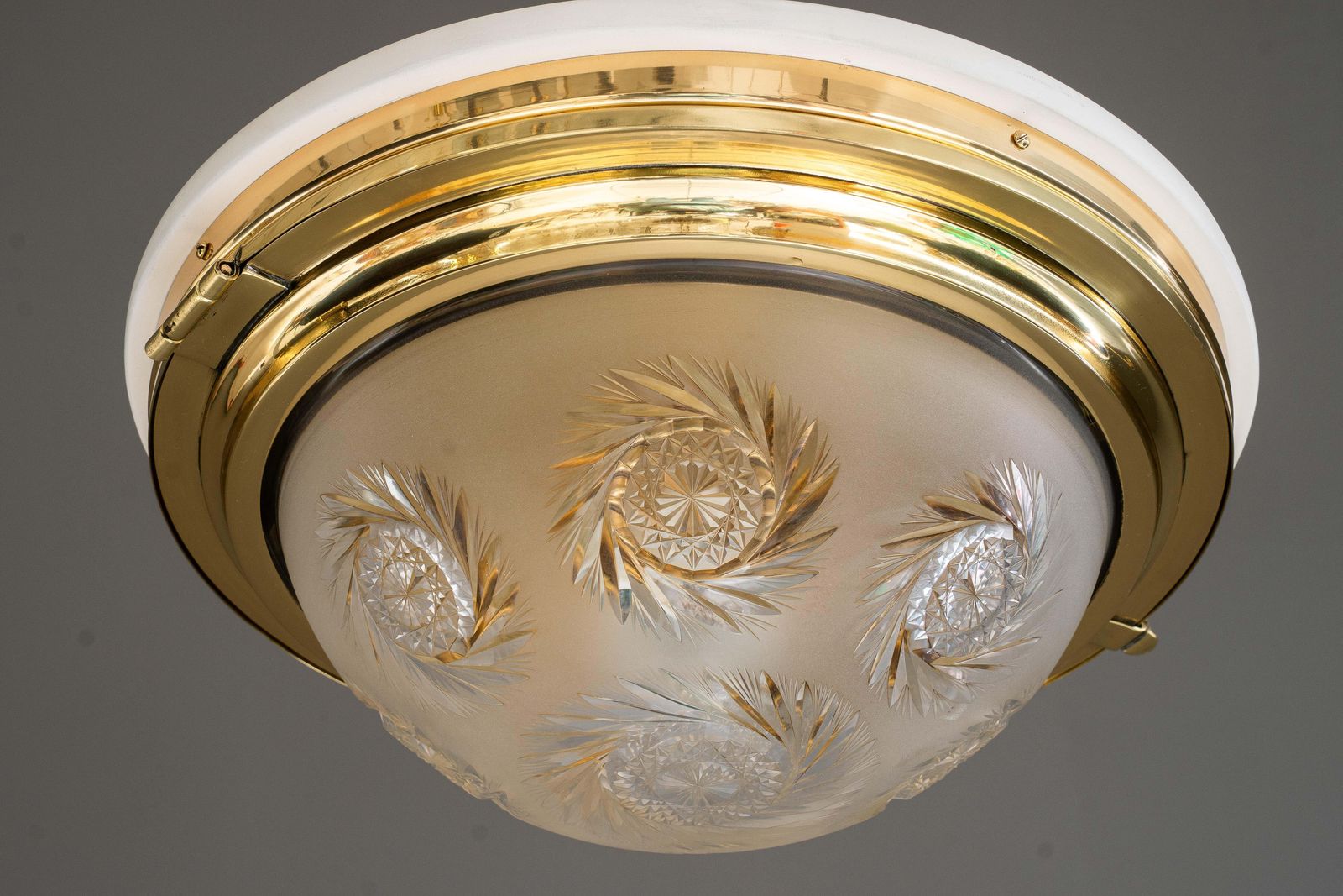 Art Deco Ceiling Lamp With Original Cut Glass Shade Vienna Around 1920s photo furniture