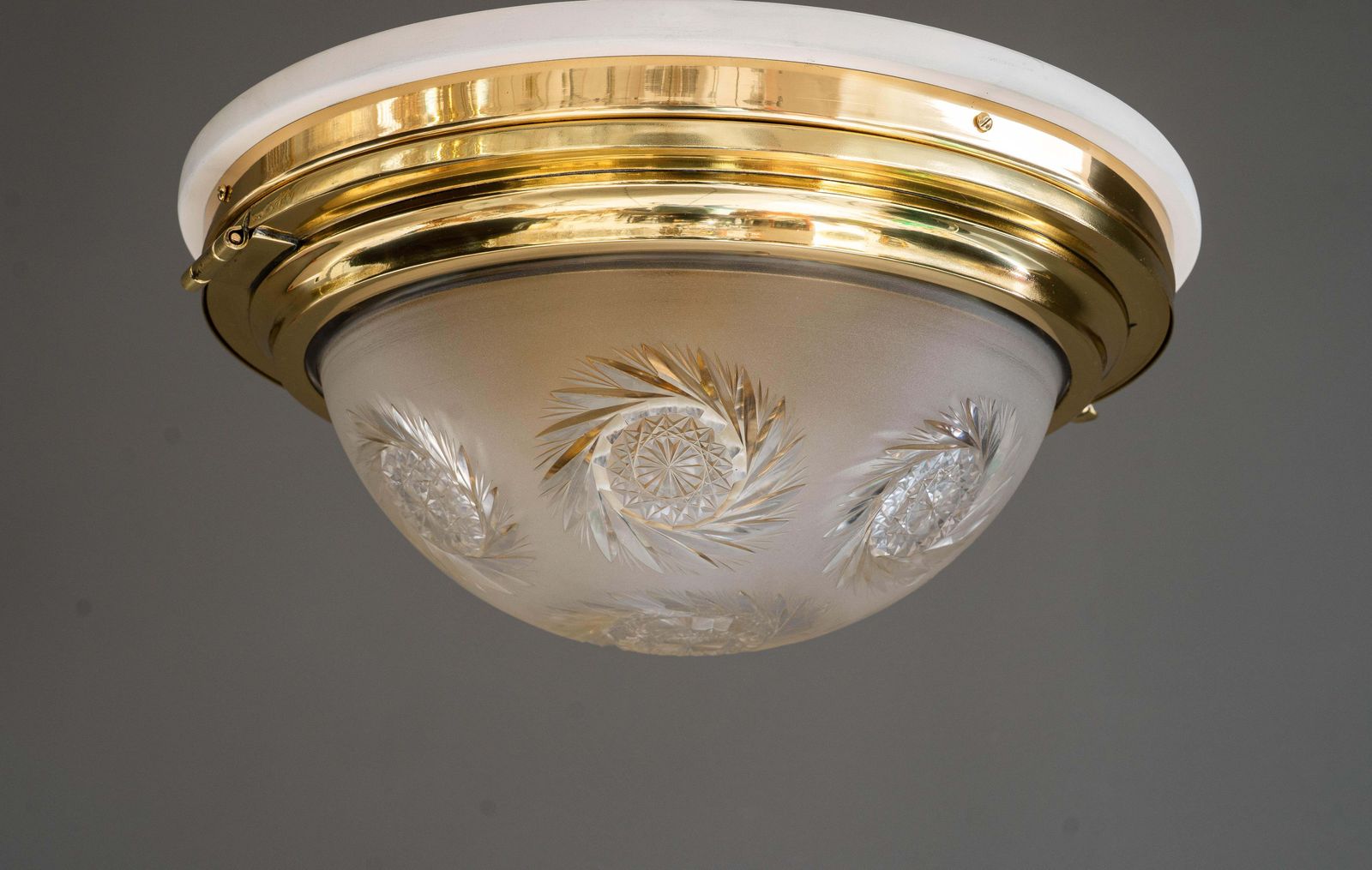 Art Deco Ceiling Lamp With Original Cut Glass Shade Vienna Around 1920s photo vinterior