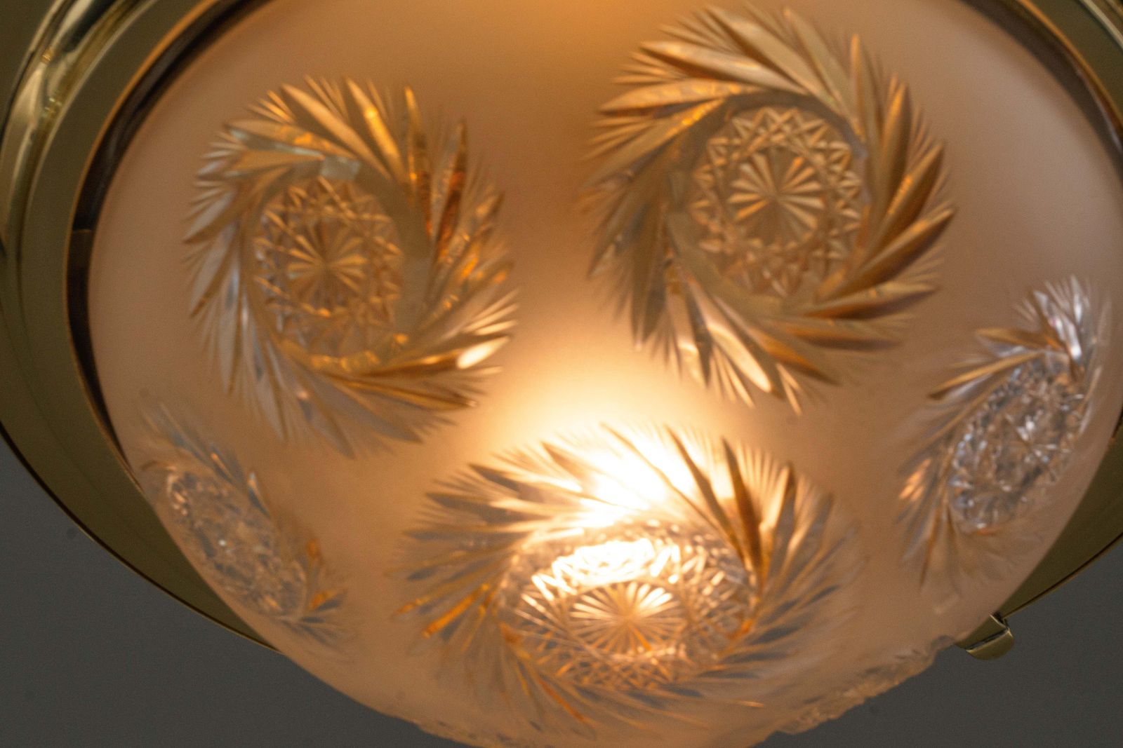 photo for sale Art Deco Ceiling Lamp With Original Cut Glass Shade Vienna Around 1920s