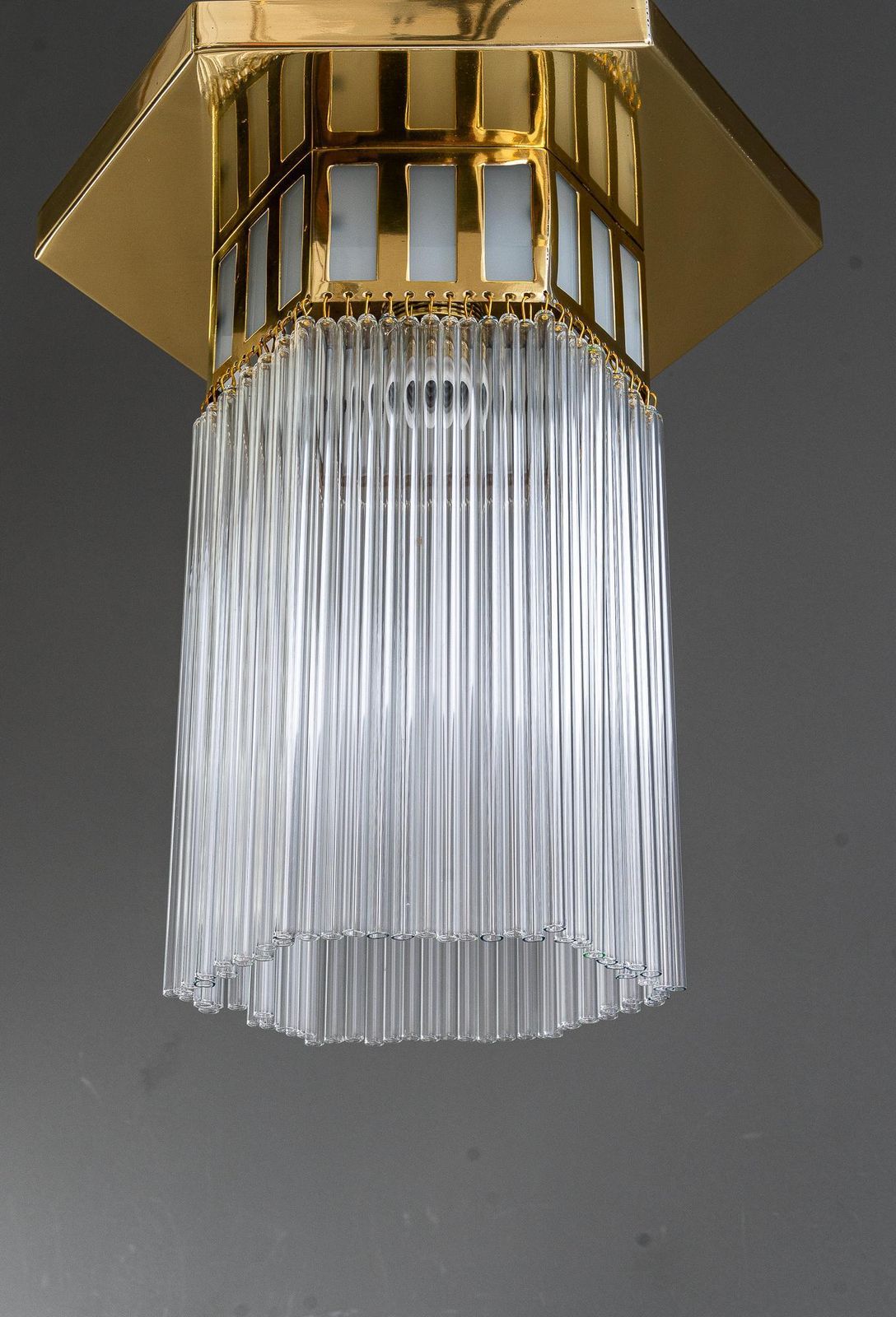 Art Deco Ceiling Lamp With Opal Glasses And Glass Sticks Vienna Around 1920s photo for sale