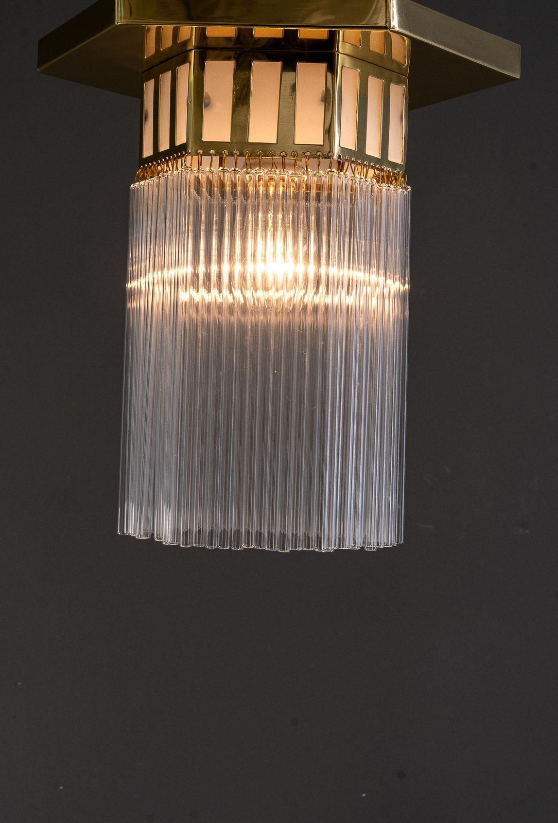 Art Deco Ceiling Lamp With Opal Glasses And Glass Sticks Vienna Around 1920s photo 474.0
