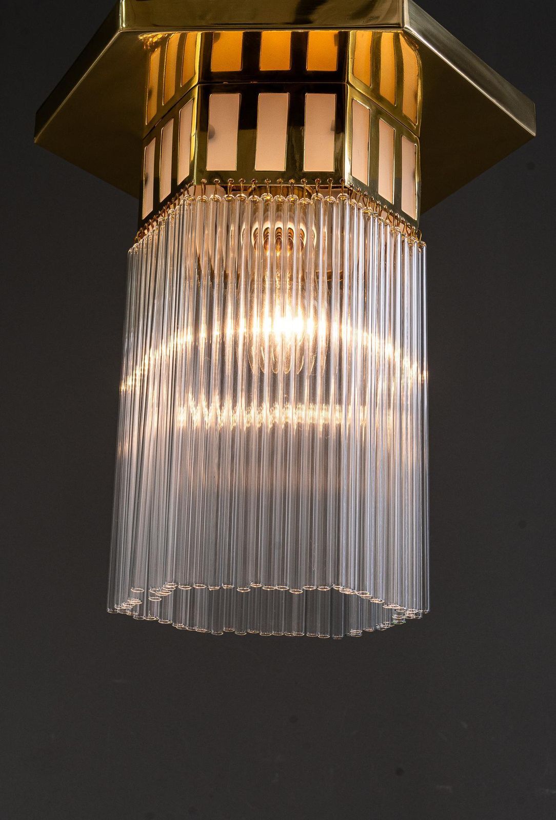 Art Deco Ceiling Lamp With Opal Glasses And Glass Sticks Vienna Around 1920s photo buy