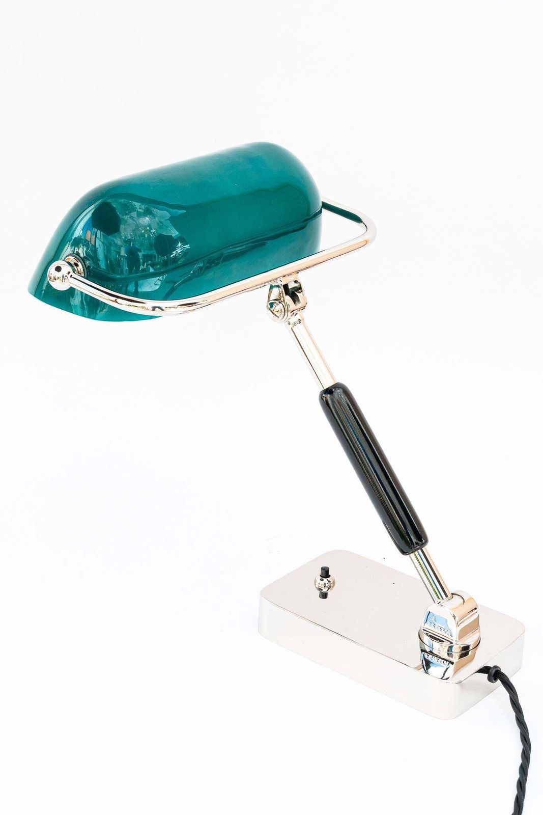 Art Deco Bauhaus Nickel Table Lamp With Original Glass Shade Germany 1920s photo furniture