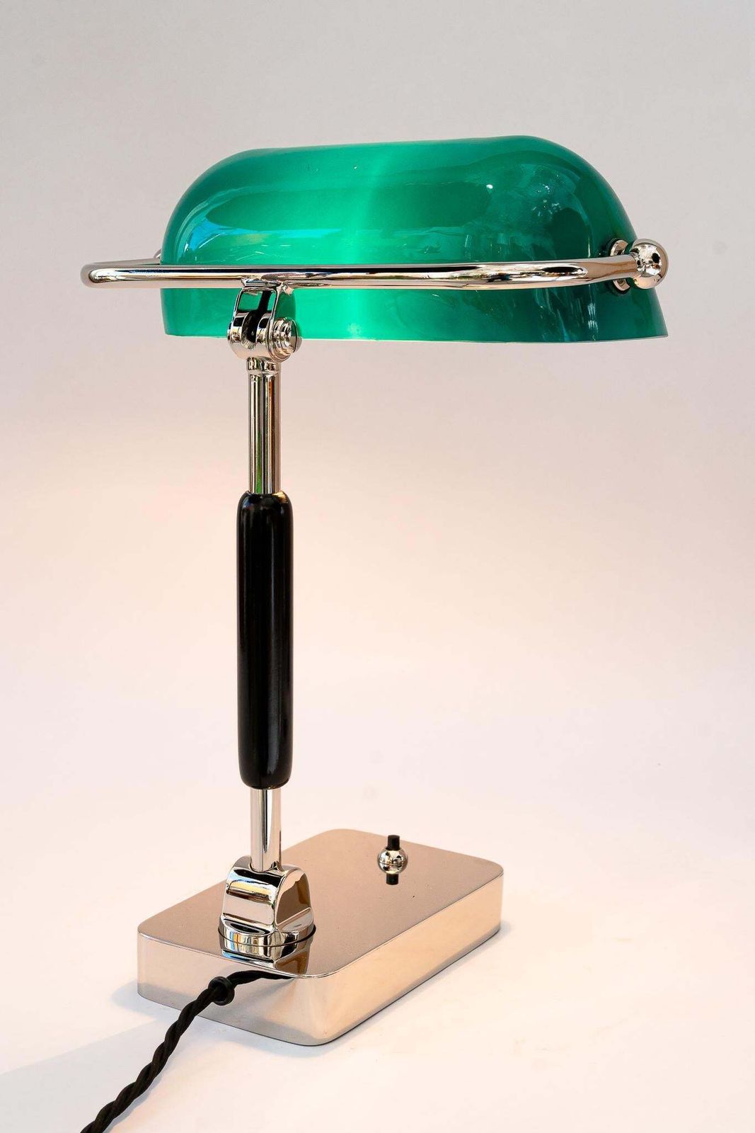 photo furniture Art Deco Bauhaus Nickel Table Lamp With Original Glass Shade Germany 1920s