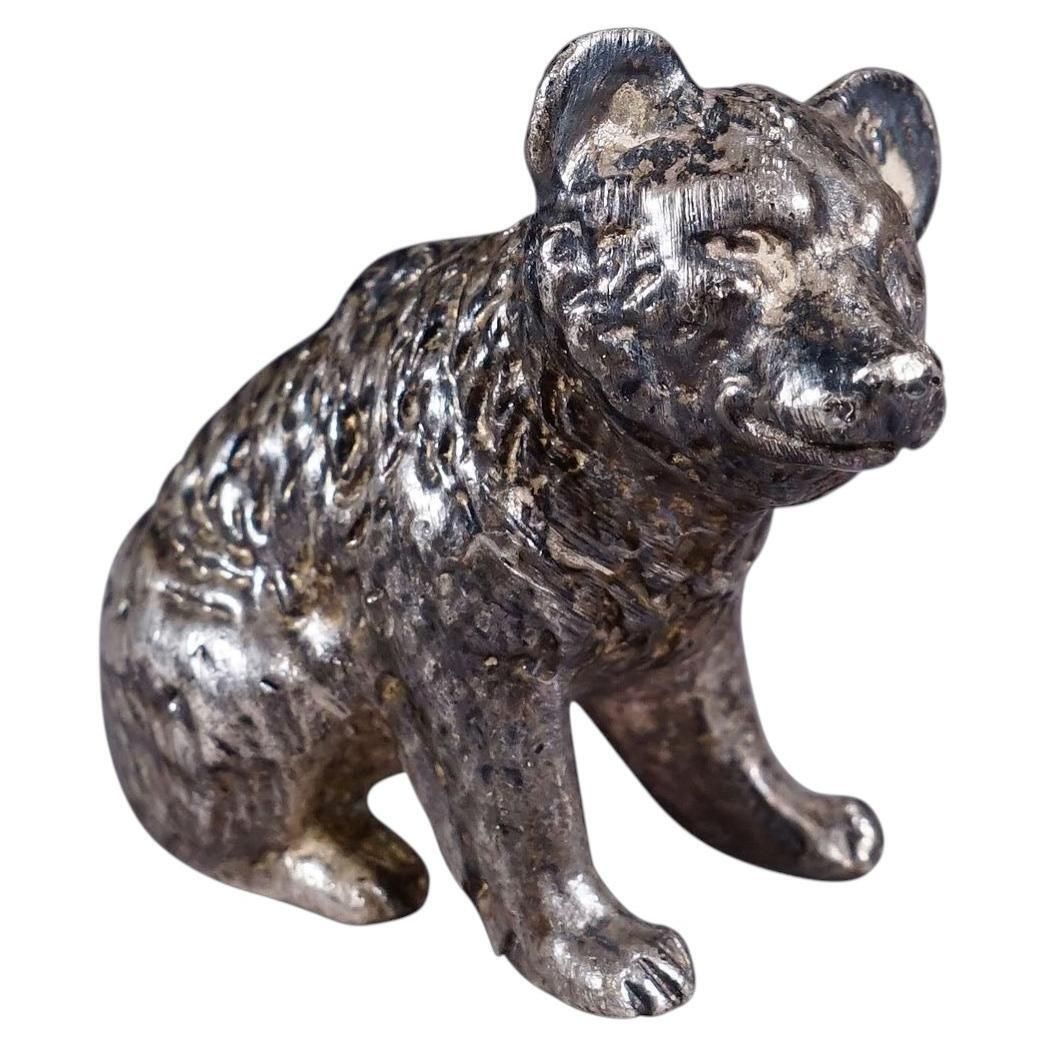 Cast Of A Silverplated Sitting Bear Ca. 1930s