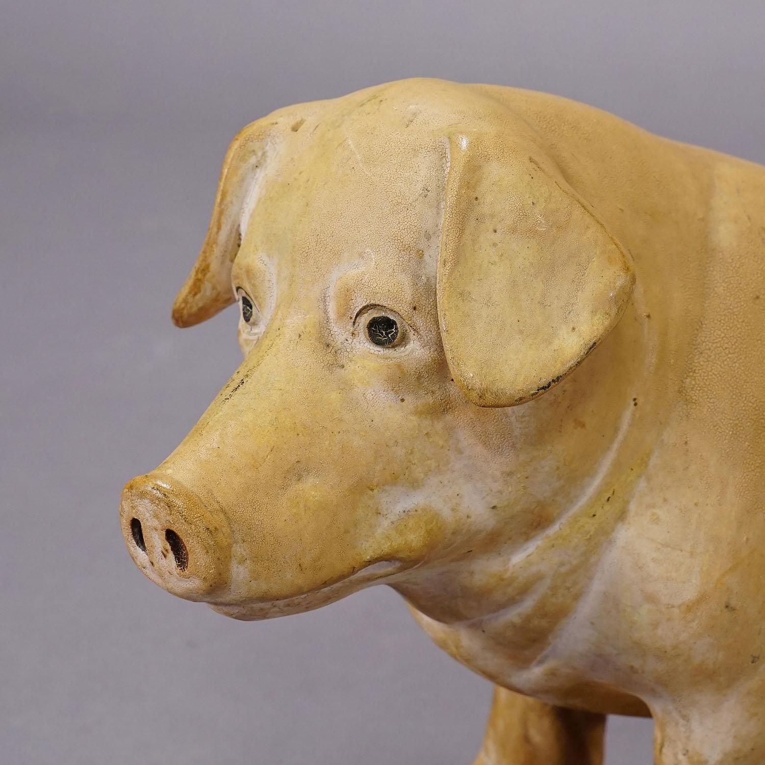 1950s German Butchery Pig Window Decoration photo for sale